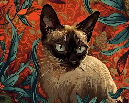 Art Nouveau Style Siamese Cat 8”x10” Art Print