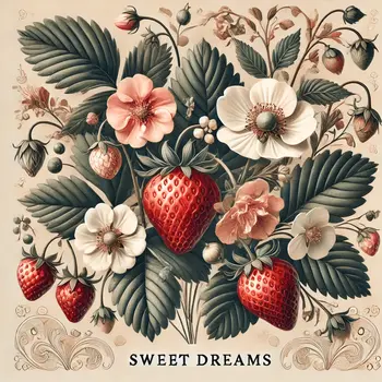 Folk Art Strawberry 8"x8" Art Print