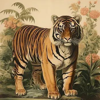 Vintage Tiger 8”x8” Art Print