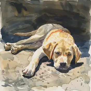 Sleepy Dog 8”x8” Art Print