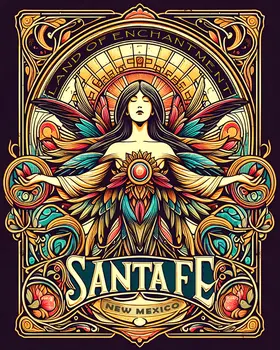 Southwest New Mexico Art Nouveau Santa Fe 8"x10" Art Print