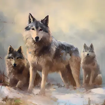 Wolf Pack in Winter 8”x8” Art Print