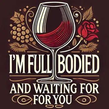 Wine Humor - I'm Full Bodied and Waiting For You 8"x8" Art Print