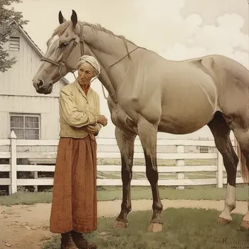 Grandmother and Her Horse 8"x8" Art Print