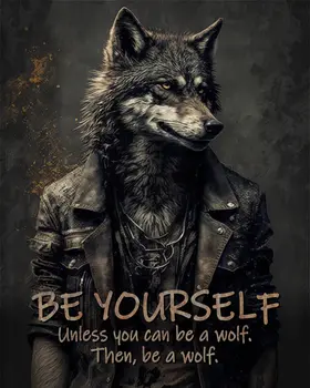 Be Yourself, Unless You Can Be a Wolf. Then, Be a Wolf 8"x10" - Mowbi's Funny Humorous Wall Art Prints