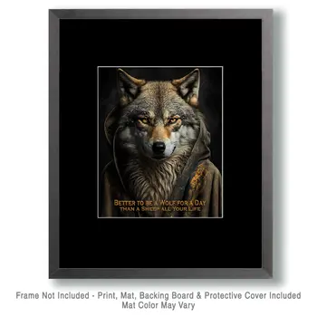 Better to be a Wolf for a Day Than a Sheep All Your Life 8"x10" - Mowbi's Funny Humorous Wall Art Prints