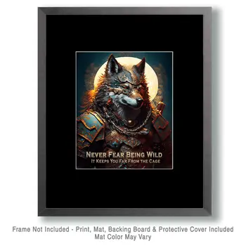 Wolf - Never Fear Being Wild. It Keeps You Far From The Cage 8"x10" - Mowbi's Funny Humorous Wall Art Prints