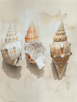 Three Shells In A Row 8”x10” Art Print