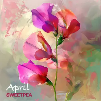 April Sweetpea Birth Flower 8"x8" Art Print