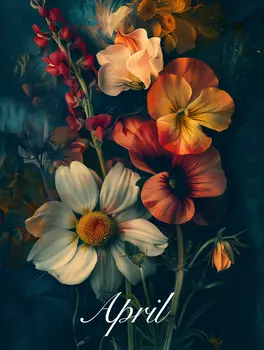 April Daisy and Sweetpea Birth Flowers 8"x10" Art Print