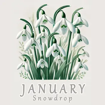 Snowdrop January Birth Flower 8"x8" Art Print