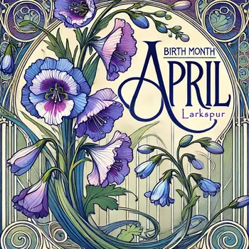Nouveau Larkspur - April Birth Flower 8"x8" Art Print