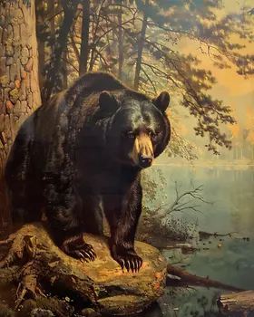 Vintage Black Bear - Mowbi's Wildlife 8"x10" Art Print Collection