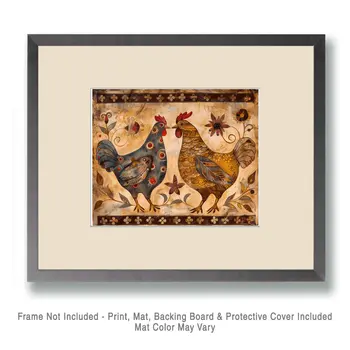 Mowbi's Chicken Farmcore Farmhouse Decor - 8"x10" Wall Art Print - Rustic Chickens