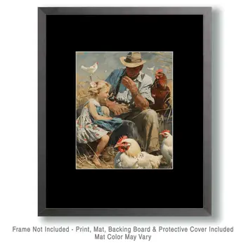 Mowbi's Chicken Farmcore Farmhouse Decor - 8"x10" Wall Art Print - Sharing Some Chicken Wisdom