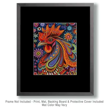Mowbi's Chicken Farmcore Mowbi's Chicken Farmcore Farmhouse Decor - 8"x10" Wall Art Print - Chickens and White Farmhouse Decor - 8"x10" Wall Art Print - Boho Rooster