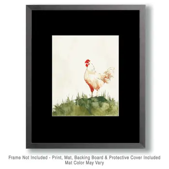 Mowbi's Chicken Farmcore Farmhouse Decor - 8"x10" Wall Art Print - Minimalist Chicken