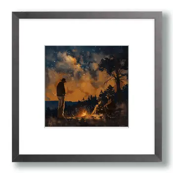Cowboys Under a Star Filled Night 8"x8" Art Print