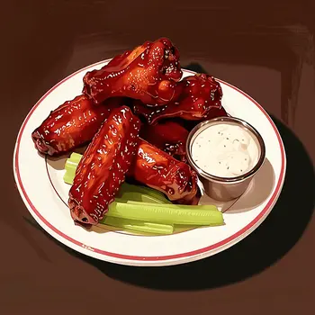 Buffalo Chicken Wings 8”x8” Art Print Bistro Collection
