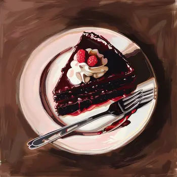 Chocolate Cake 8”x8” Art Print Bistro Collection