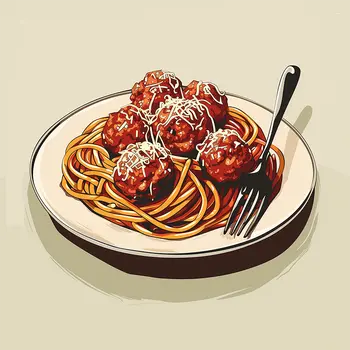 Spaghetti and Meatballs 8”x8” Art Print Bistro Collection