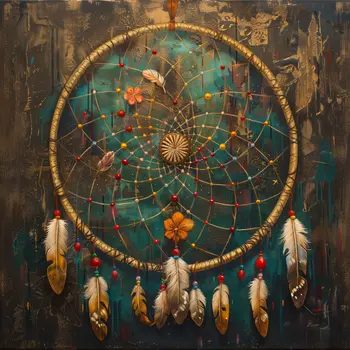 Dreamcatcher on Weathered Wall Art Print