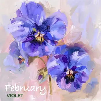February Purple Violets Birth Flower 8"x8" Art Print