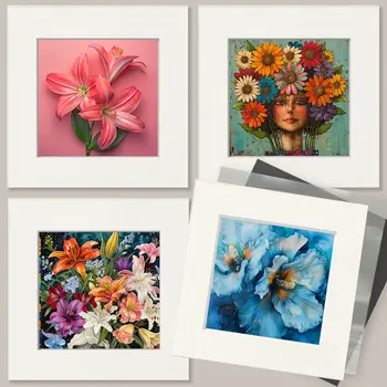 Aqua Marine Floral 8"x8" Art Print