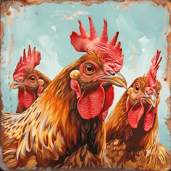 Three Amigos Chicken 8"x8" Art Print