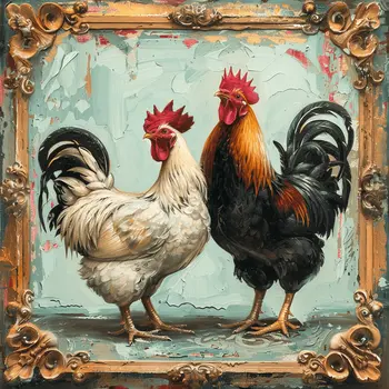 Vintage Chicken 8"x8" Art Print