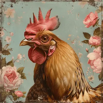 Victorian Chicken 8"x8" Art Print