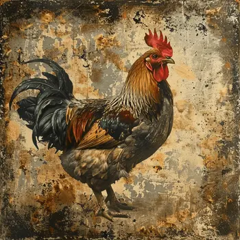 Antique Style Chicken 8"x8" Art Print