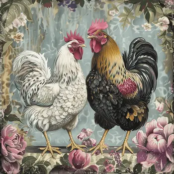 Fine Southern Chickens 8"x8" Art Print