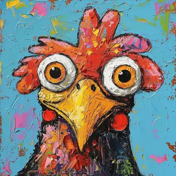 Crazy Chicken 8"x8" Art Print
