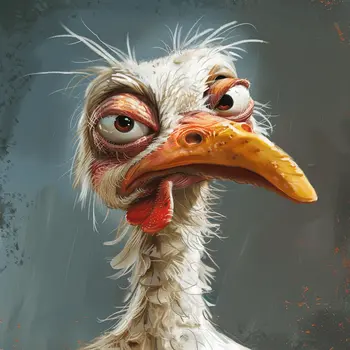 Mowbi's Chicken Farmcore Farmhouse Decor - 8"x8" Wall Art Print - Crazy Looking Chicken