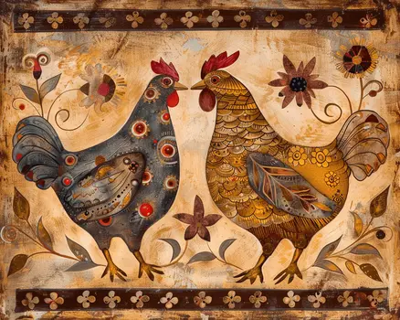 Mowbi's Chicken Farmcore Farmhouse Decor - 8"x10" Wall Art Print - Rustic Chickens
