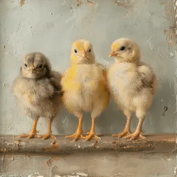 Mowbi's Chicken Farmcore Farmhouse Decor - 8"x8" Wall Art Print - Three Cute Chicks