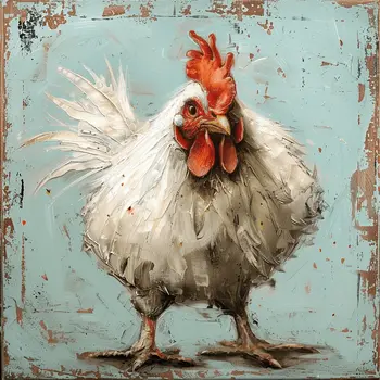 White Chicken 8"x8" Art Print