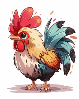 Mowbi's Chicken Farmcore Farmhouse Decor - 8"x8" Wall Art Print - Kawaii Rooster