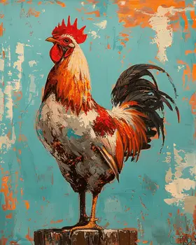 Mowbi's Chicken Farmcore Farmhouse Decor - 8"x10" Wall Art Print - Grunge Rooster