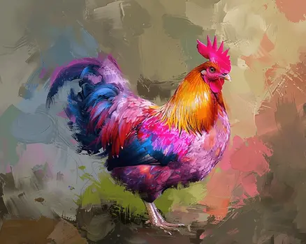 Mowbi's Chicken Farmcore Farmhouse Decor - 8"x10" Wall Art Print - Bright Pastel Rooster