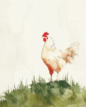Mowbi's Chicken Farmcore Farmhouse Decor - 8"x10" Wall Art Print - Minimalist Chicken