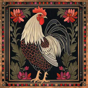 Fine Folk Chicken Art 8"x8" Art Print