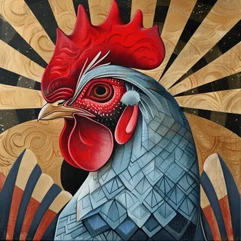 Deco Chicken 8"x8" Art Print