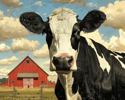 Classic Folk Art Cow 8"x10" Art Print