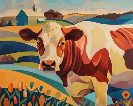Folksy Cow 8"x10" Art Print