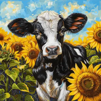 Sunflower Calf 8"x8" Art Print