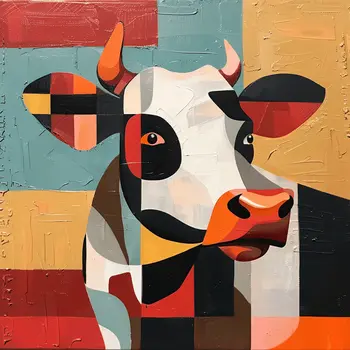 Grazing Grace Cow 8"x8" Art Print