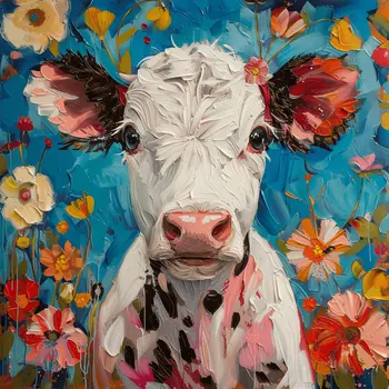 Udderly Adorable Baby Cow 8"x8" Art Print