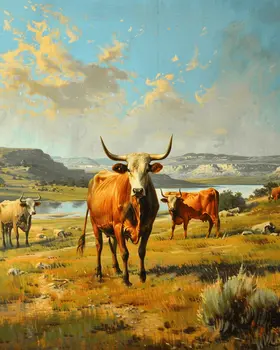 Longhorn on the Range 8"x10" Art Print